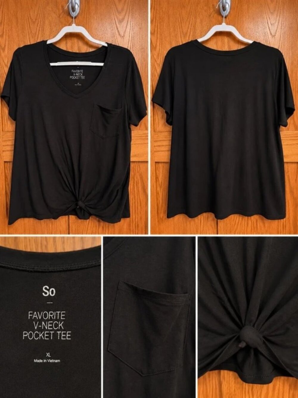 Black V-Neck Pocket T-Shirt